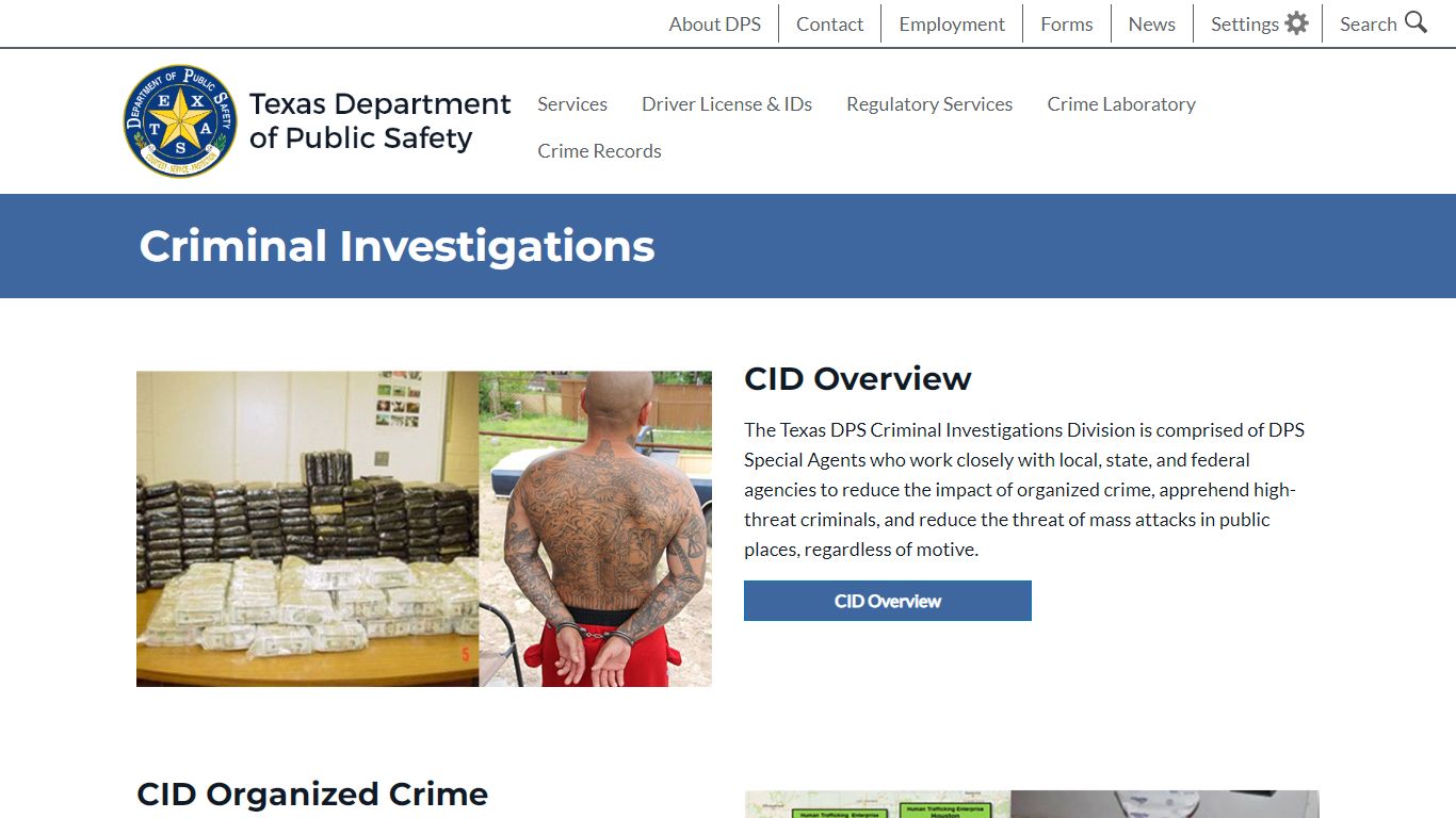 Criminal Investigations | Department of Public Safety